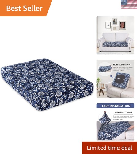 Navy white floral stretch - &,