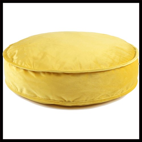 Velvet floor pillow yellow - velvet,